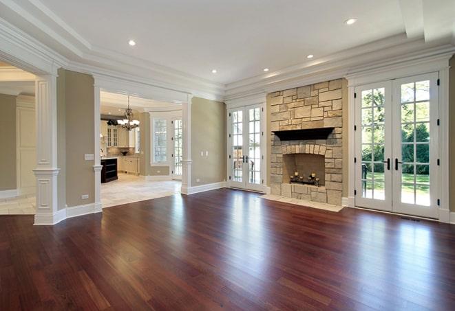 refined walnut wood flooring in upscale office